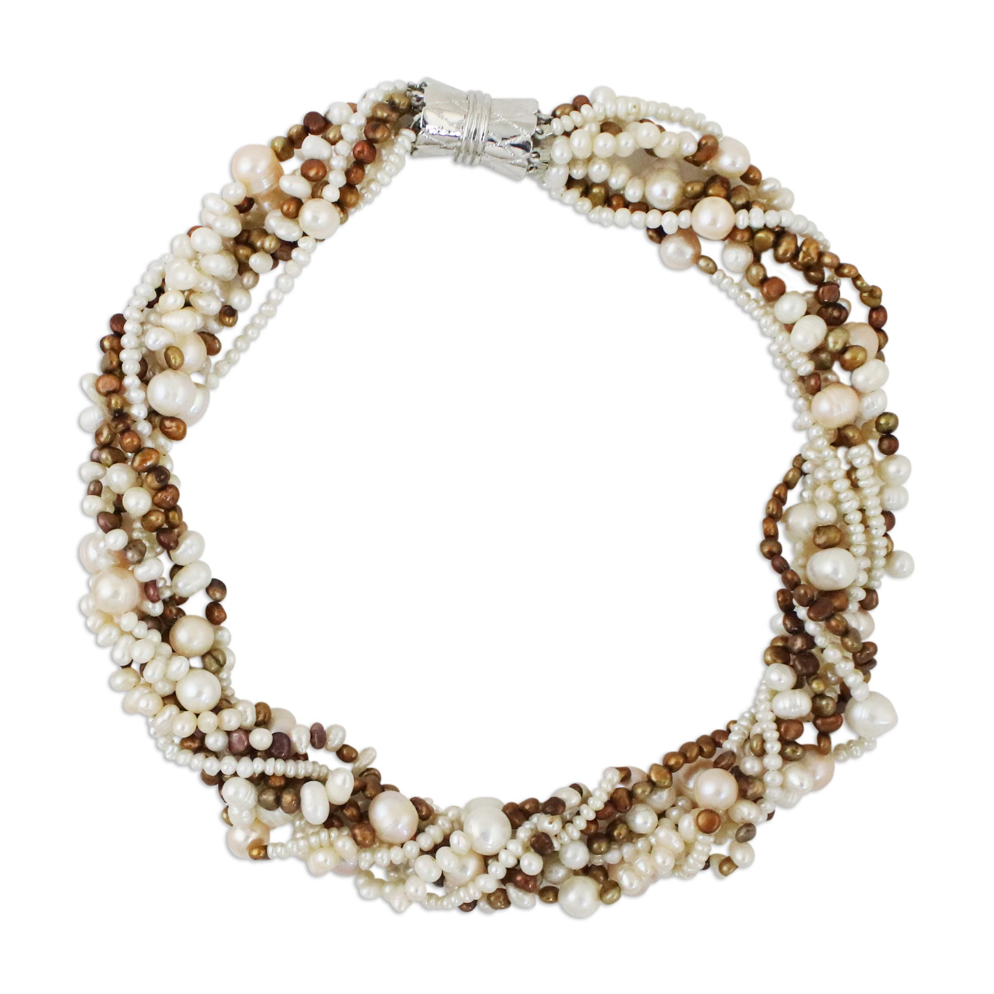 Pearl torsade necklace - Sunset Sea | NOVICA