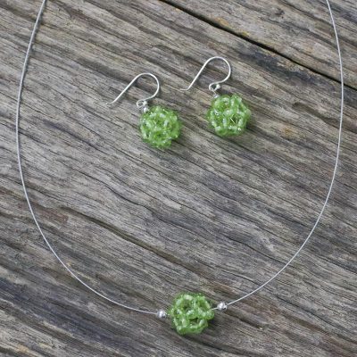 Peridot jewelry set, 'Sweet Green Grapes' - Peridot Necklace and Earrings jewellery Set