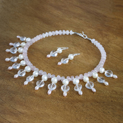 Conjunto de joyas de perlas y cuarzos - Conjunto de joyas de perlas y cuarzos