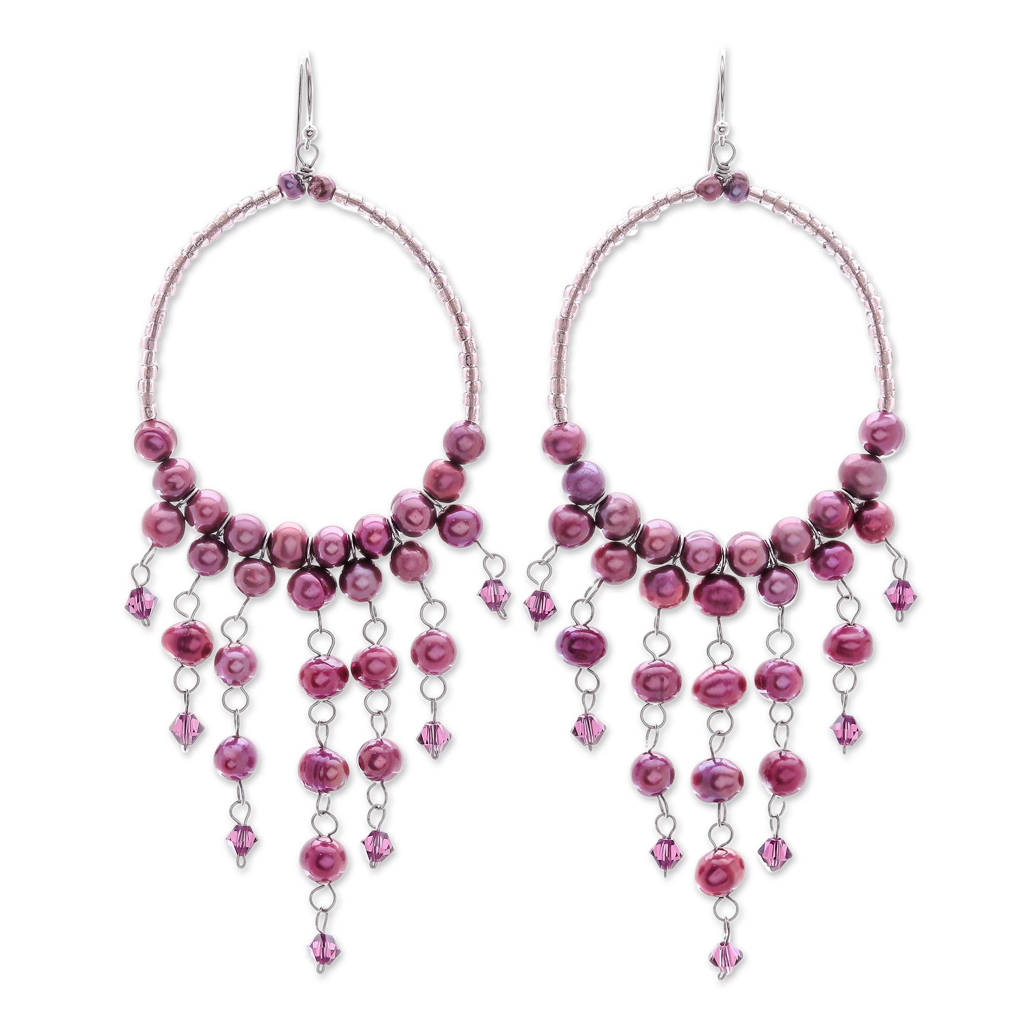 UNICEF Market Pearl chandelier earrings Harmony of Purple