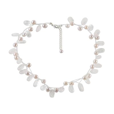 Pearl and rose quartz choker, 'Ethereal' - Pearl and rose quartz choker