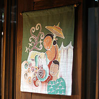 Cotton wall hanging, 'Northern Life' - Artisan Crafted Batik Cotton Wall Hanging
