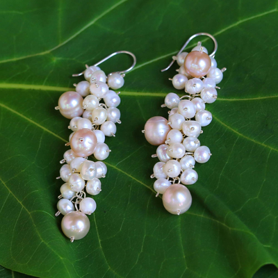 Pendientes de racimo de perlas - Pendientes de perlas de comercio justo