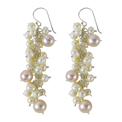Pendientes de racimo de perlas - Pendientes de perlas de comercio justo