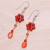 Karneol-Blumenohrringe - Karneol-Ohrringe mit Blumenperlen