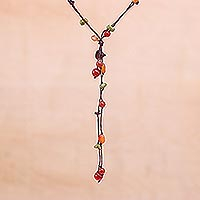 Carnelian and garnet beaded necklace, 'Gem Rave'