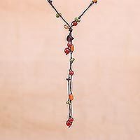 Carnelian and garnet beaded necklace, 'Gem Rave' - Carnelian and Garnet Necklace