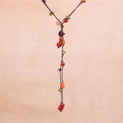 Carnelian and garnet beaded necklace, 'Gem Rave' - Carnelian and Garnet Necklace