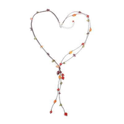 Carnelian and garnet beaded necklace, 'Gem Rave' - Carnelian and Garnet Necklace