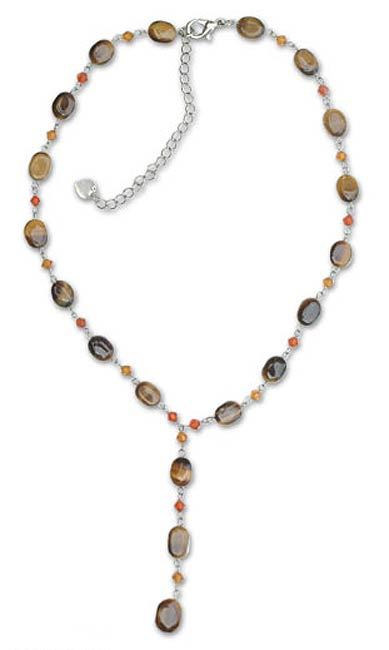Tiger's eye Y necklace, 'Gumdrops' - Beaded Tigers Eye Y Necklace