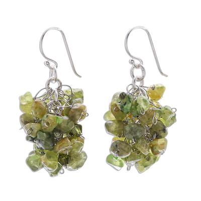 Peridot cluster earrings, 'Sweet Green Grapes' - Peridot Beaded Earrings