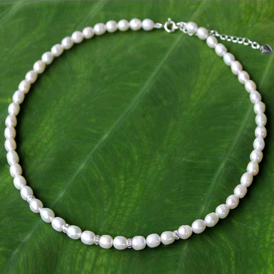 Pearl strand necklace, 'Debutante' - Handmade Pearl Strand Necklace