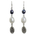 Cultured pearl dangle earrings, 'Hill Tribe Blue' - Fair Trade Silver and Pearl Earrings (image 2a) thumbail