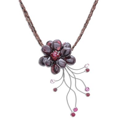 Floral Quartz and Garnet Necklace
