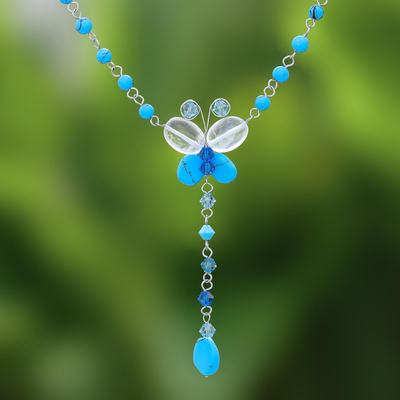 Beaded necklace, 'Butterfly Secrets' - Beaded necklace