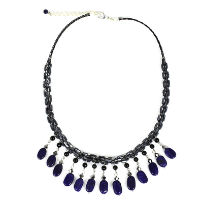Lapis lazuli choker, 'Raindrops' - Lapis Lazuli Choker Necklace
