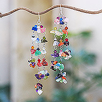 Gemstone earrings, 'Rainbow Rain' - Hand Made Multigem Earrings