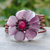 Garnet wrap bracelet, 'Garnet Blossom' - Beaded Garnet and Quartz Bracelet thumbail