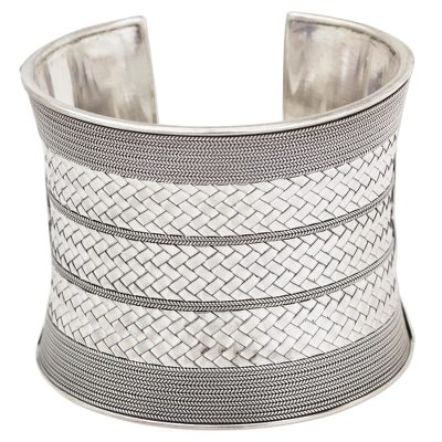 Sterling silver cuff bracelet, 'Distinction' - Sterling Silver Cuff Bracelet