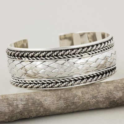 Sterling silver cuff bracelet, 'Merit' - Sterling Silver Cuff Bracelet