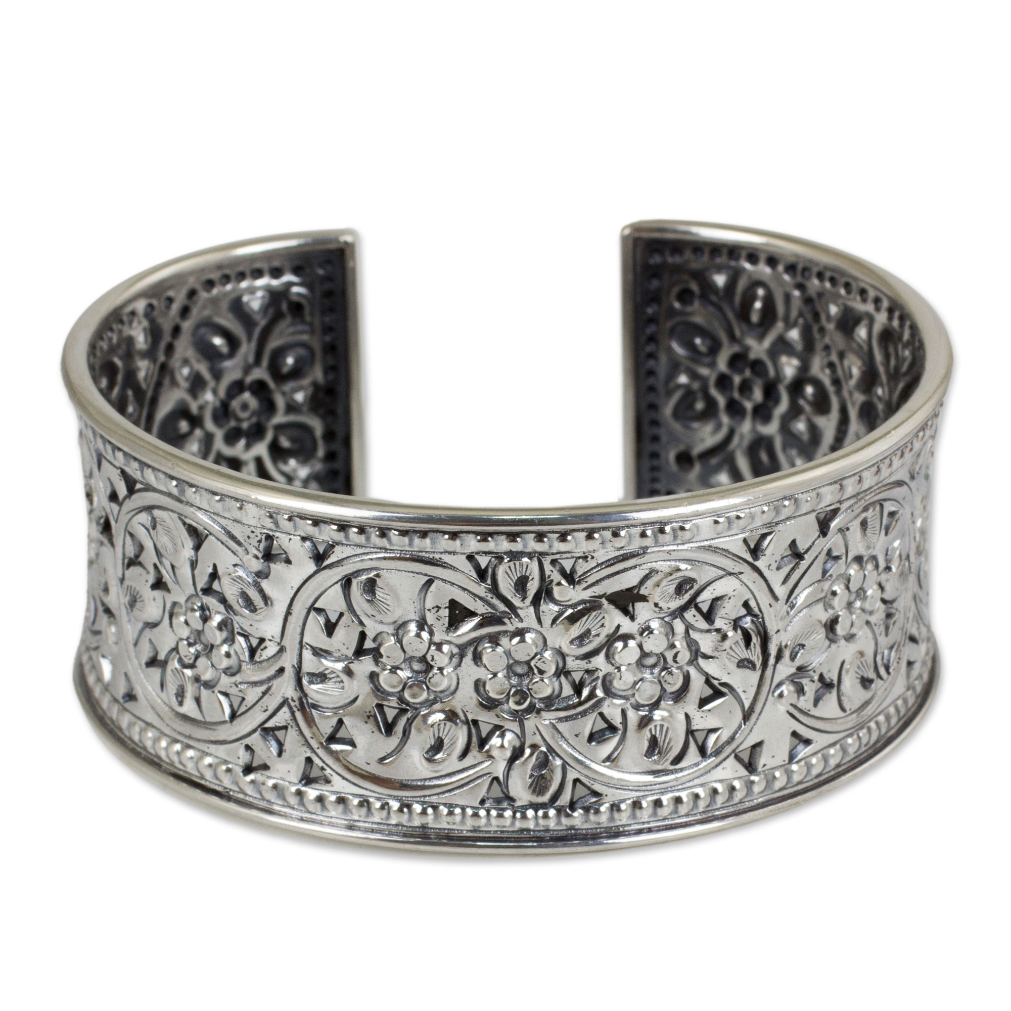 UNICEF Market | Floral Silver Cuff Bracelet - Renewal