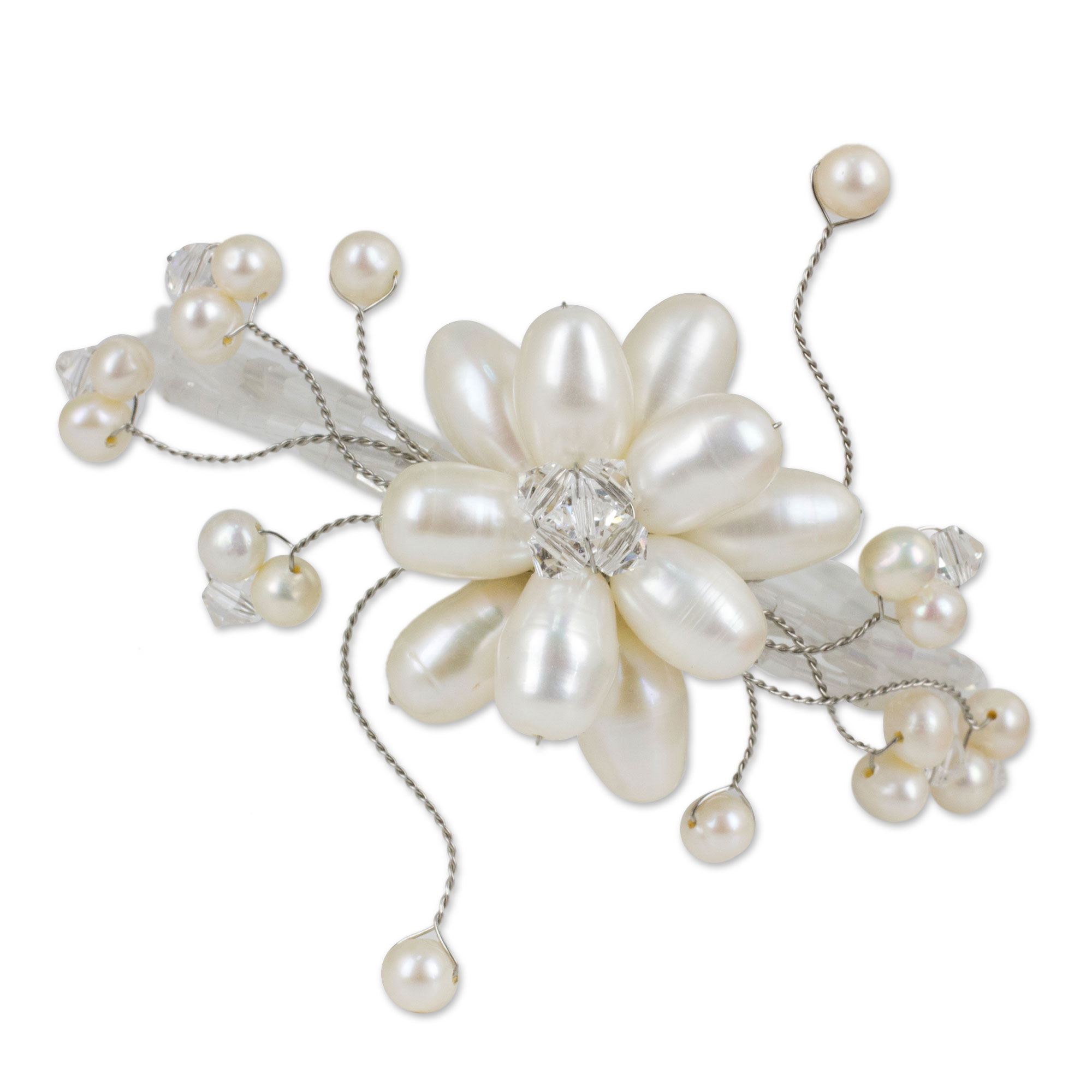 Bridal Pearl Bracelet - Pearl Flower | NOVICA