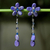 Lapis lazuli floral earrings, 'Blue Bouquet' - Beaded Lapis Lazuli Dangle Earrings (image 2) thumbail
