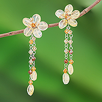 Citrine waterfall earrings, 'Honey Flower'