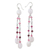 Rose quartz and garnet waterfall earrings, 'Strawberry Shower' - Unique Sterling Silver and Rose Quartz Earrings thumbail