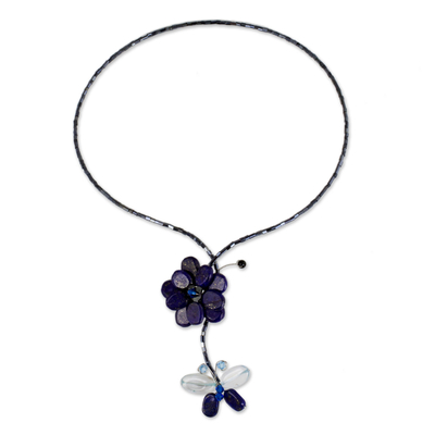 Lapis lazuli flower necklace, 'Song of Summer' - Lapis Lazuli Beaded Necklace from Thailand