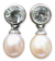 Pearl and white topaz drop earrings, 'Halo Light' - Pearl and White Topaz Drop Earrings thumbail