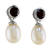 Cultured pearl and garnet drop earrings, 'Halo Light' - Hand Crafted Garnet and Cultured Pearl Earrings (image 2d) thumbail