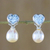 Pearl and topaz heart earrings, 'Blue Hearts' - Pearl and topaz heart earrings (image 2) thumbail