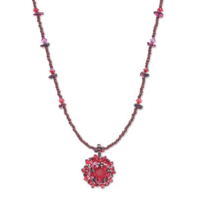 Beaded Quartz and Garnet Necklace