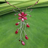 Garnet Y necklace, 'Crimson Forest' - Garnet Y necklace