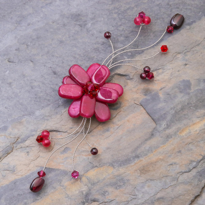 Garnet brooch pin, Raspberry Bouquet