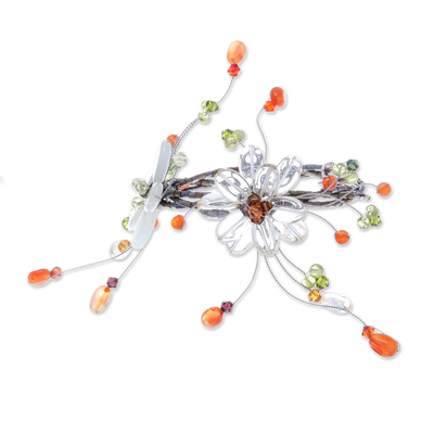 Wickelarmband aus Karneol und Citrin - Karneol- und Citrin-Perlen-Blumenarmband