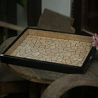 Eggshell mosaic tray, 'Cataclysm' - Eggshell Mosaic Tray