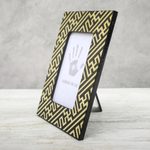 Lacquered wood picture frame, 'Weaving Lines' (4x6) - Lacquered Wood Picture Frame (4x6)