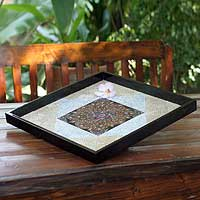 Eggshell mosaic tray, 'Starry Night' - Eggshell Inlaid Mosaic Tray