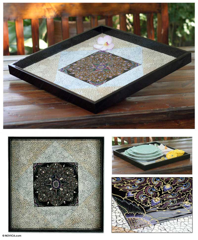 Eggshell mosaic tray, 'Starry Sky' - Eggshell mosaic tray