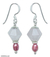 Pendientes colgantes de perlas y cuarzo rosa - Pendientes colgantes de cuarzo rosa y perla