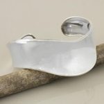 Sterling silver cuff bracelet, 'Silver Ribbon' - Sterling silver cuff bracelet