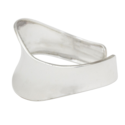 Sterling silver cuff bracelet, 'Silver Ribbon' - Sterling silver cuff bracelet