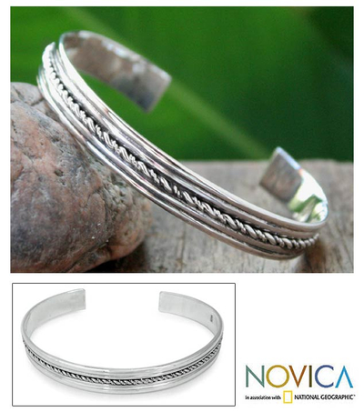 Sterling silver cuff bracelet, 'Perfect Harmony' - Handcrafted Sterling Silver Cuff Bracelet