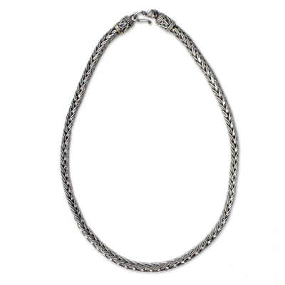Men's sterling silver necklace, 'Down to the Wire' - Men's sterling silver necklace