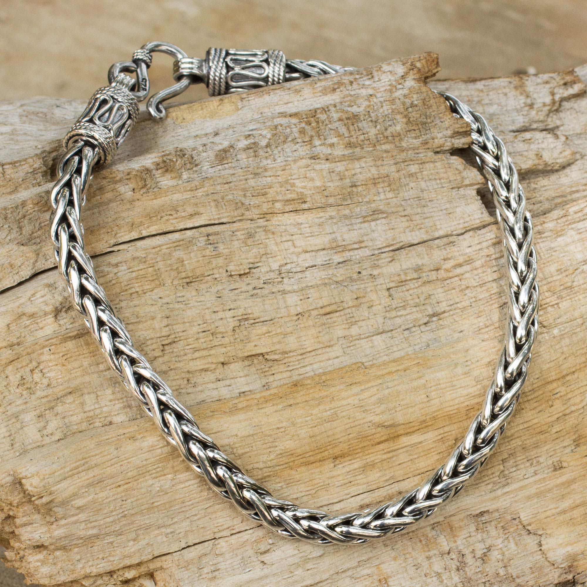 Men's Sterling Silver Chain Bracelet from Thailand - Strength | NOVICA