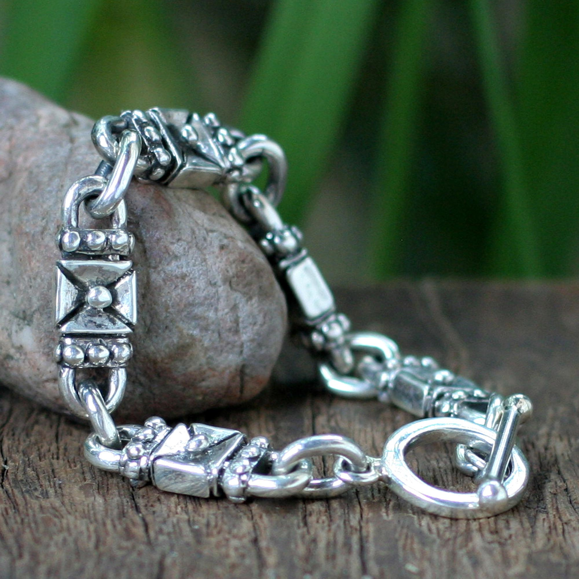 Sterling Silver Link Bracelet - Lock and Key | NOVICA UK