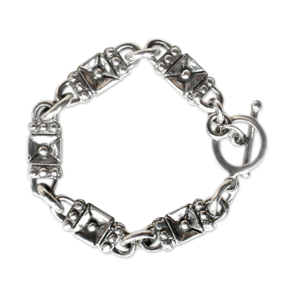 Sterling silver link bracelet, 'Lock and Key' - Sterling Silver Link Bracelet