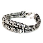 Sterling silver braided bracelet, 'Distinction' - Thai Sterling Silver Chain Bracelet